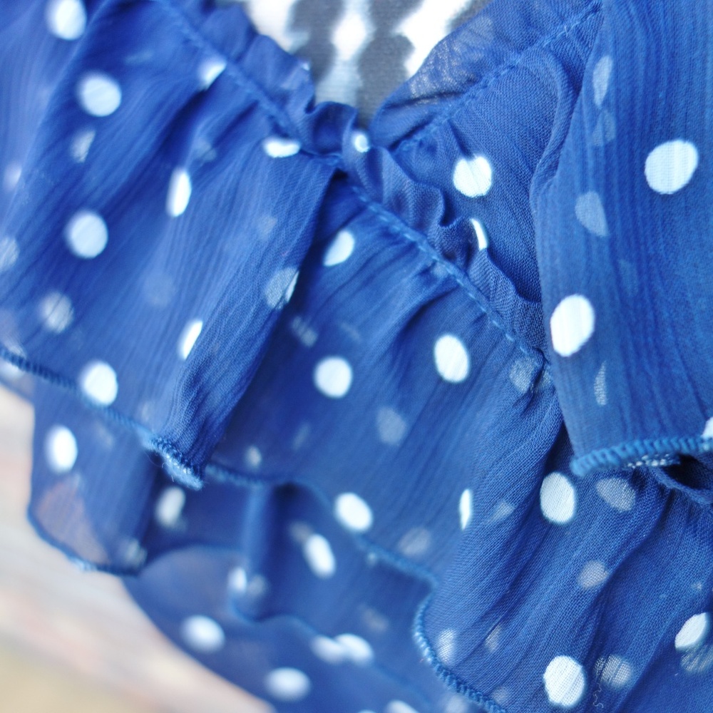Hollister Navy & White Polka Dot Dress - Medium - Picture 3 of 7